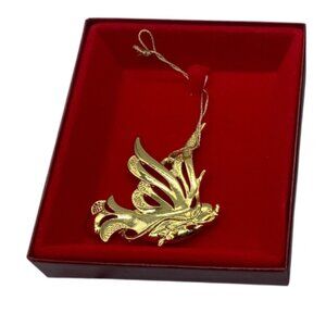 Vintage Camerlane Collection Christmas Dove Ornament 24K Gold Finish 2"